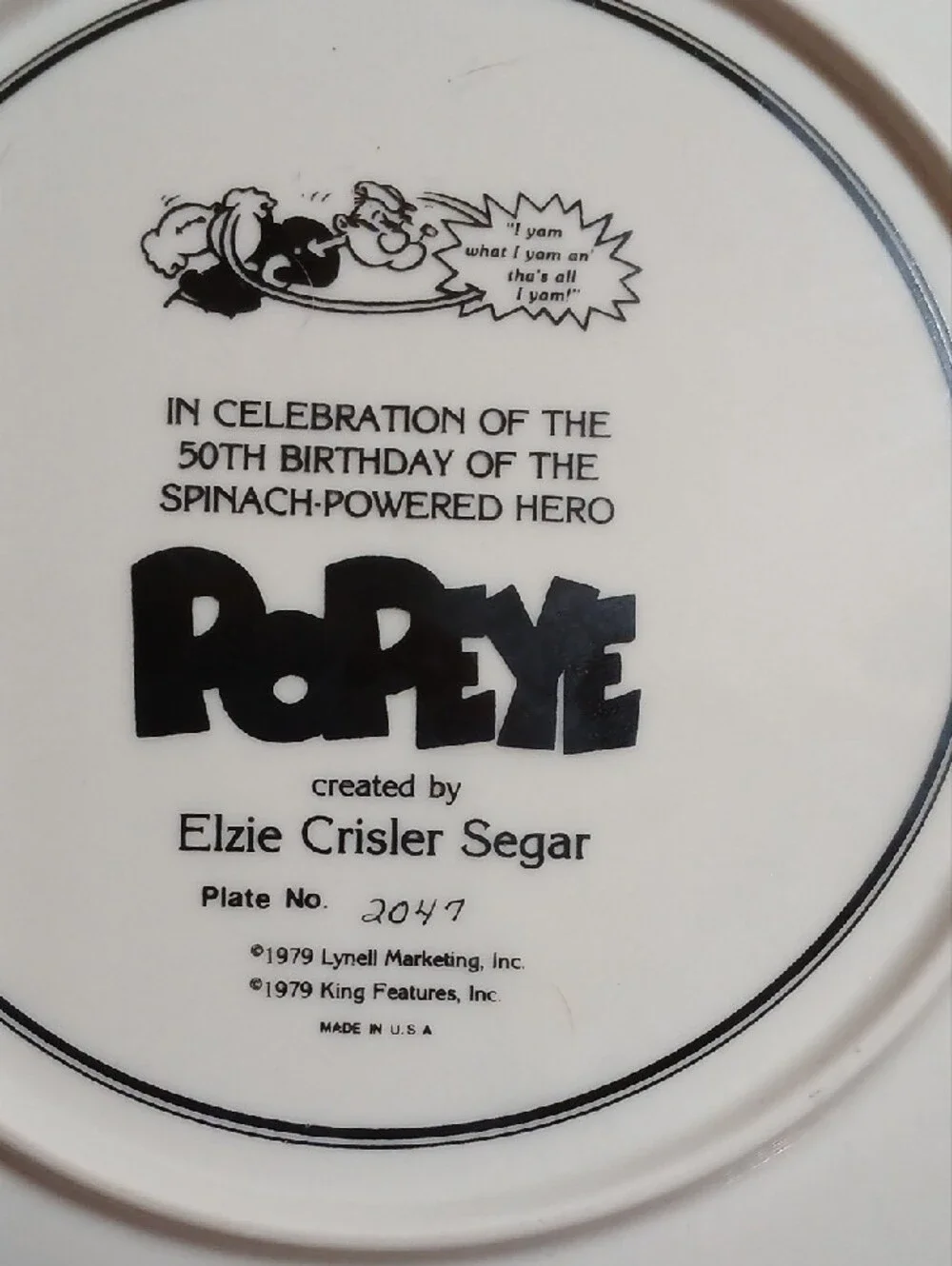 Popeye Themed White Happy Birthday Plate - White
